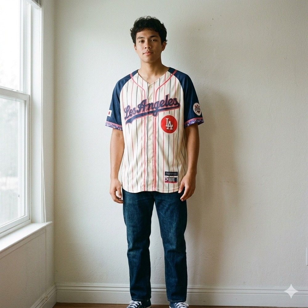 Los Angeles Dodgers Jersey Mens XL Cream Japanese Heritage Night Daruma Top